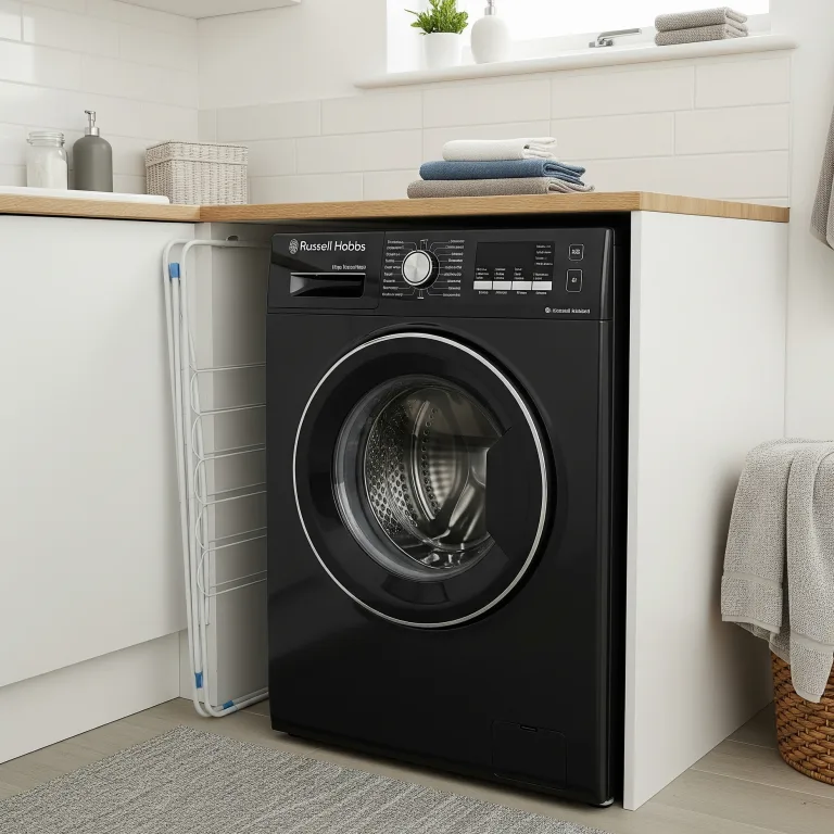 Russell Hobbs Freestanding Washing Machine, 6kg Capacity, 1200 rpm, 15 Programmes, Eco Technology, Rapid Wash Cycles, Black, RH612W110B